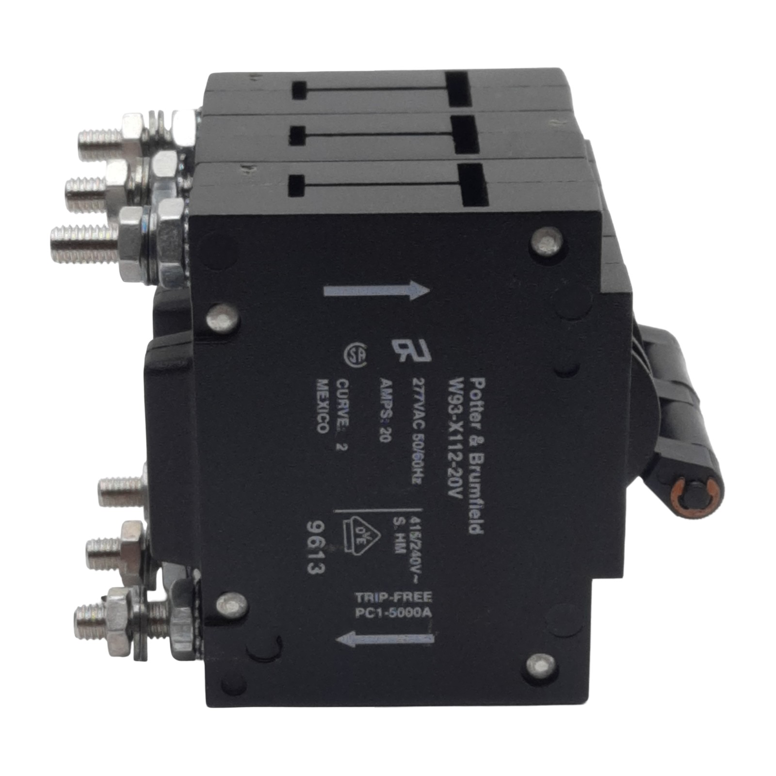 Potter & Brumfield W93-X112-20V Magnetic Circuit Breaker, 3-Pole, 20A 240/415VAC
