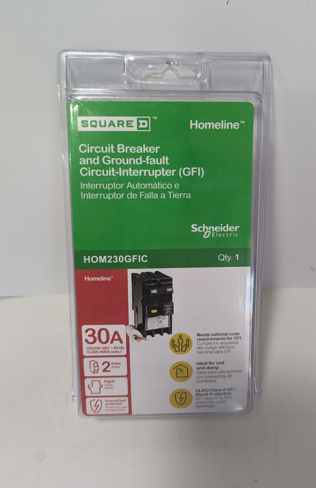 Square D Homeline HOM230GFIC 30A Two Pole Circuit Breaker **FREE SHIPPING**