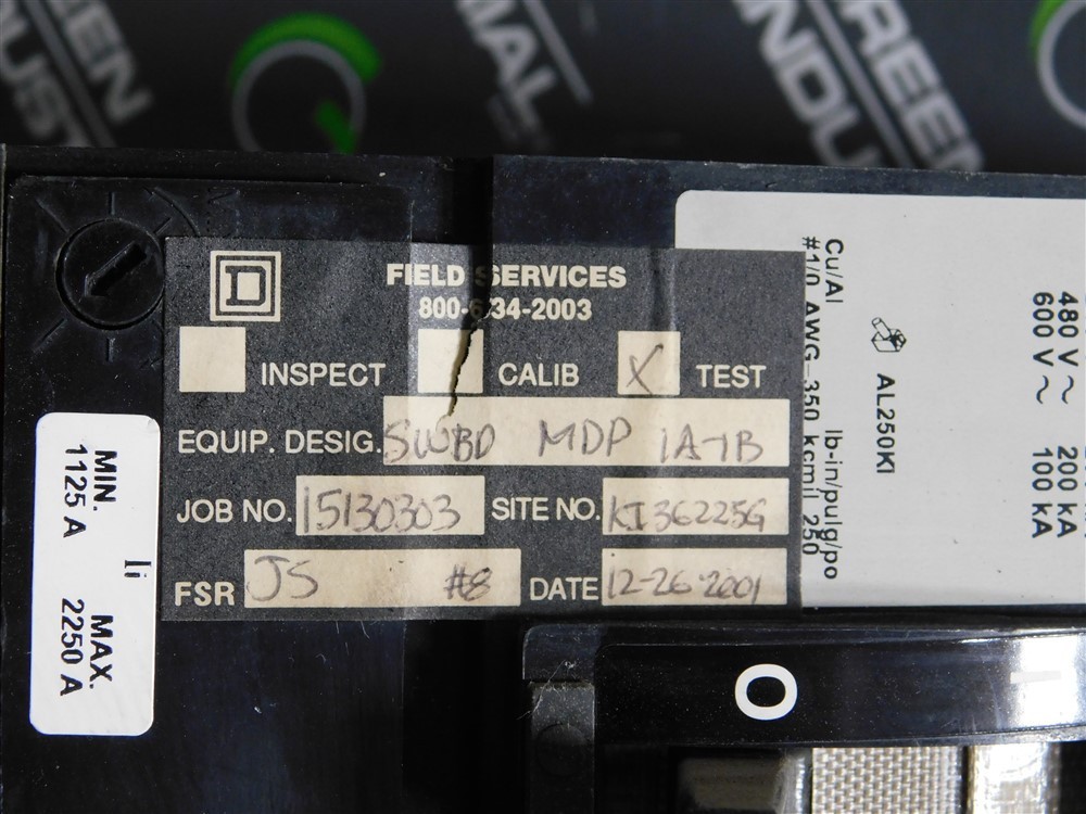 USED Square D KI36225G I-Limiter Circuit Breaker & GFM250KA Ground Fault Module