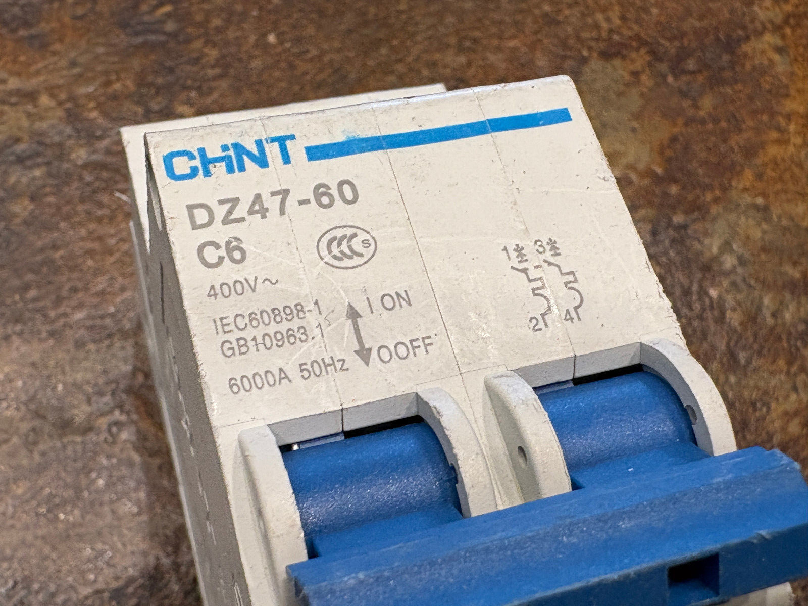 CHNT DZ47-60 C6 AC 400V 6A Overload Protection Miniature Circuit Breaker 2 Pole