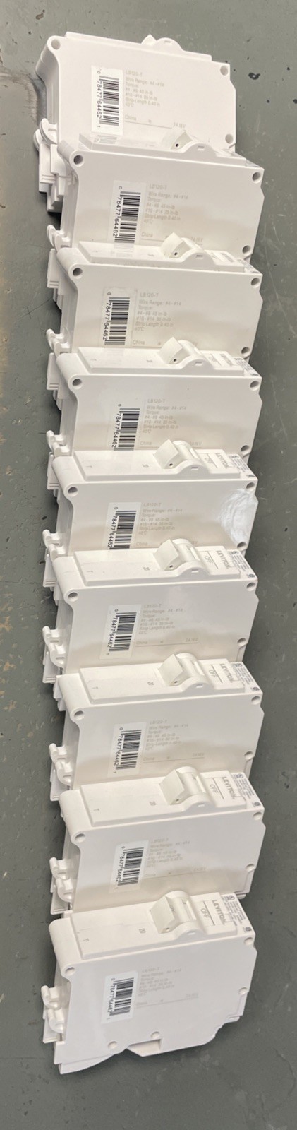 lot of 9 Leviton LB120-T 20A 1-Pole Plug-On Standard Branch Circuit Breaker