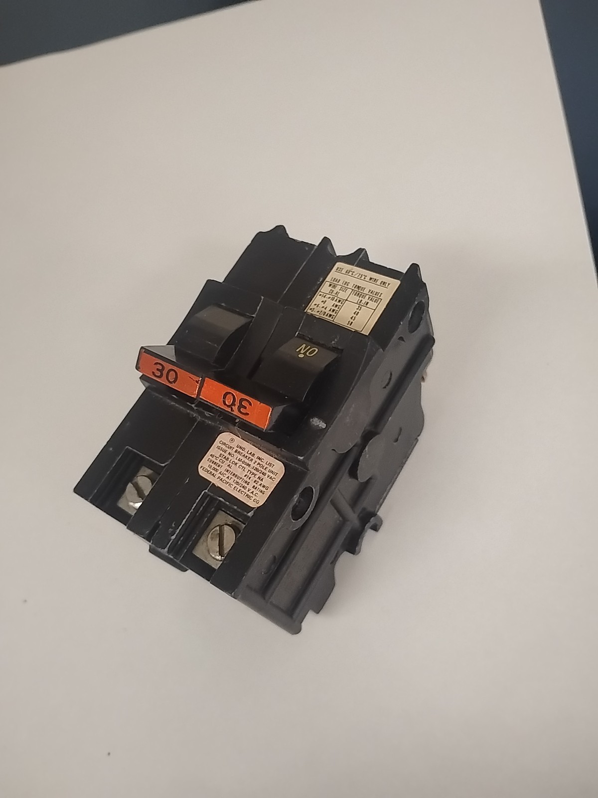Federal Pacific NA230 Stab Lok 30 Amp 2 Pole Circuit Breaker THICK