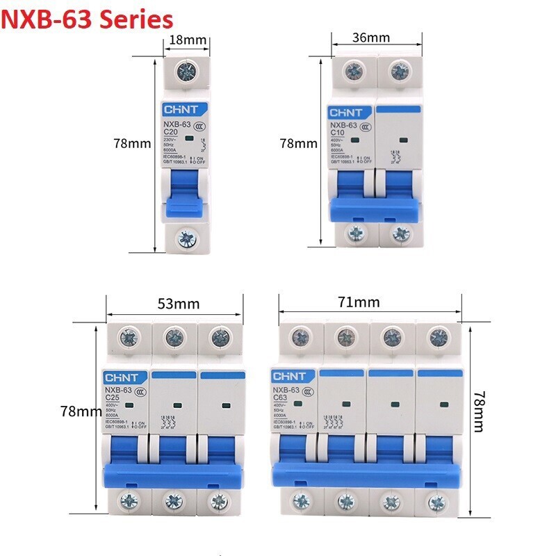 1/2/3/4 Pole NXB Circuit Breaker Air Switch 1A 2A 3A 4A 6A 10A 16A 20A 25A- 125A