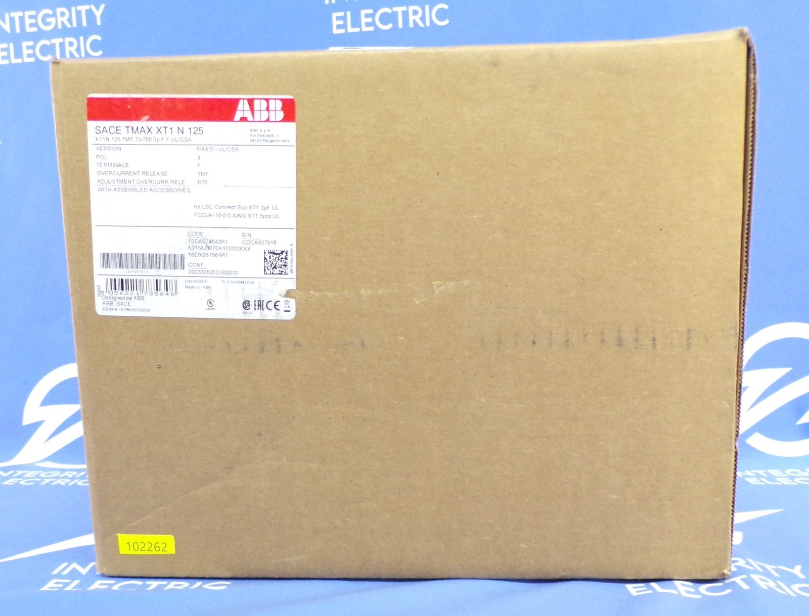 NIB ABB CIRCUIT BREAKER XT1NU3070AYD000XXX 1SDA074643R1 I-LINE 125A 3P 600V SACE