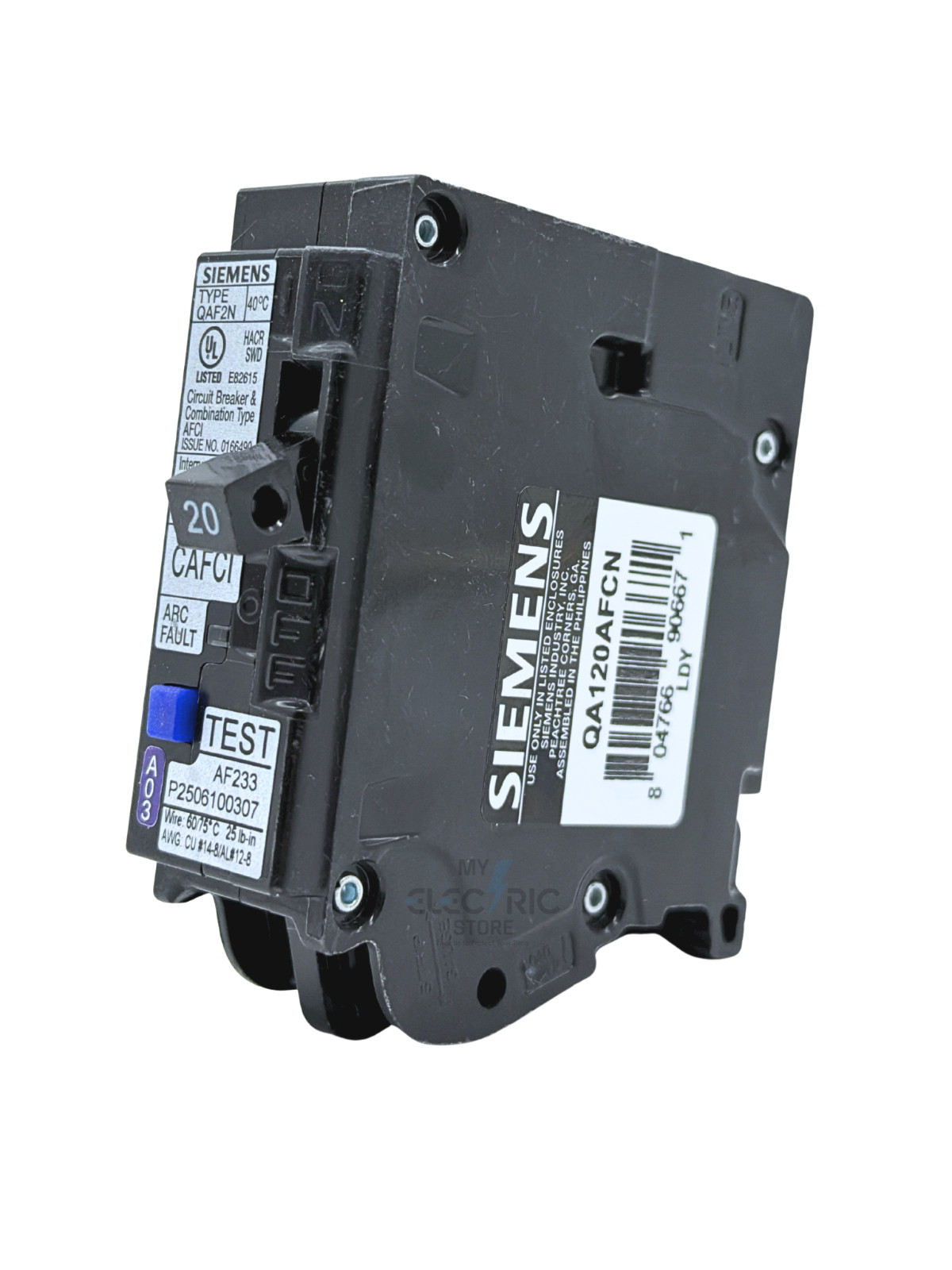 NEW Siemens QA120AFCN 20A 1-Pole AFCI Plug-On Neutral Arc Fault Breaker