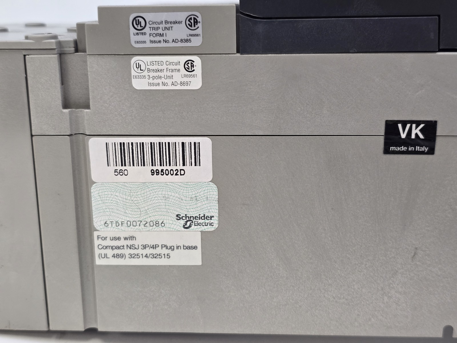 Merlin Gerin NSJ600H Molded Case Circuit Breaker 600A 600V 25kA 3P 50/60Hz