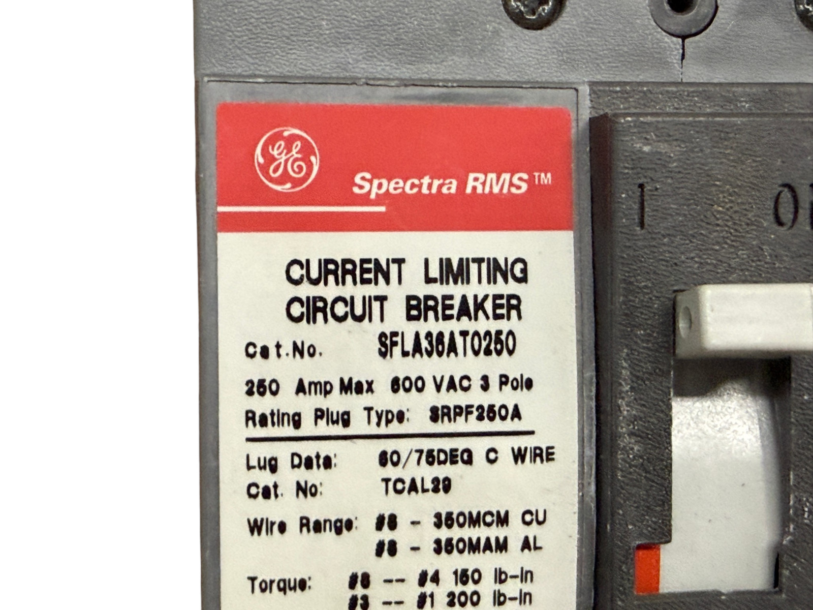 GE SFLA36AT0250 250A FRAME 600V 3-POLE SPECTRA RMS 65KA CIRCUIT BREAKER NEW