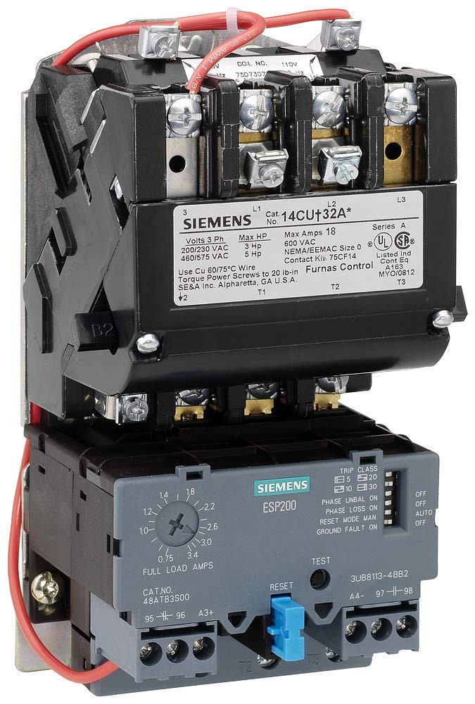 Siemens 14BUA32AA Heavy Duty Motor Starter Solid State Overload Auto/Manual Rese