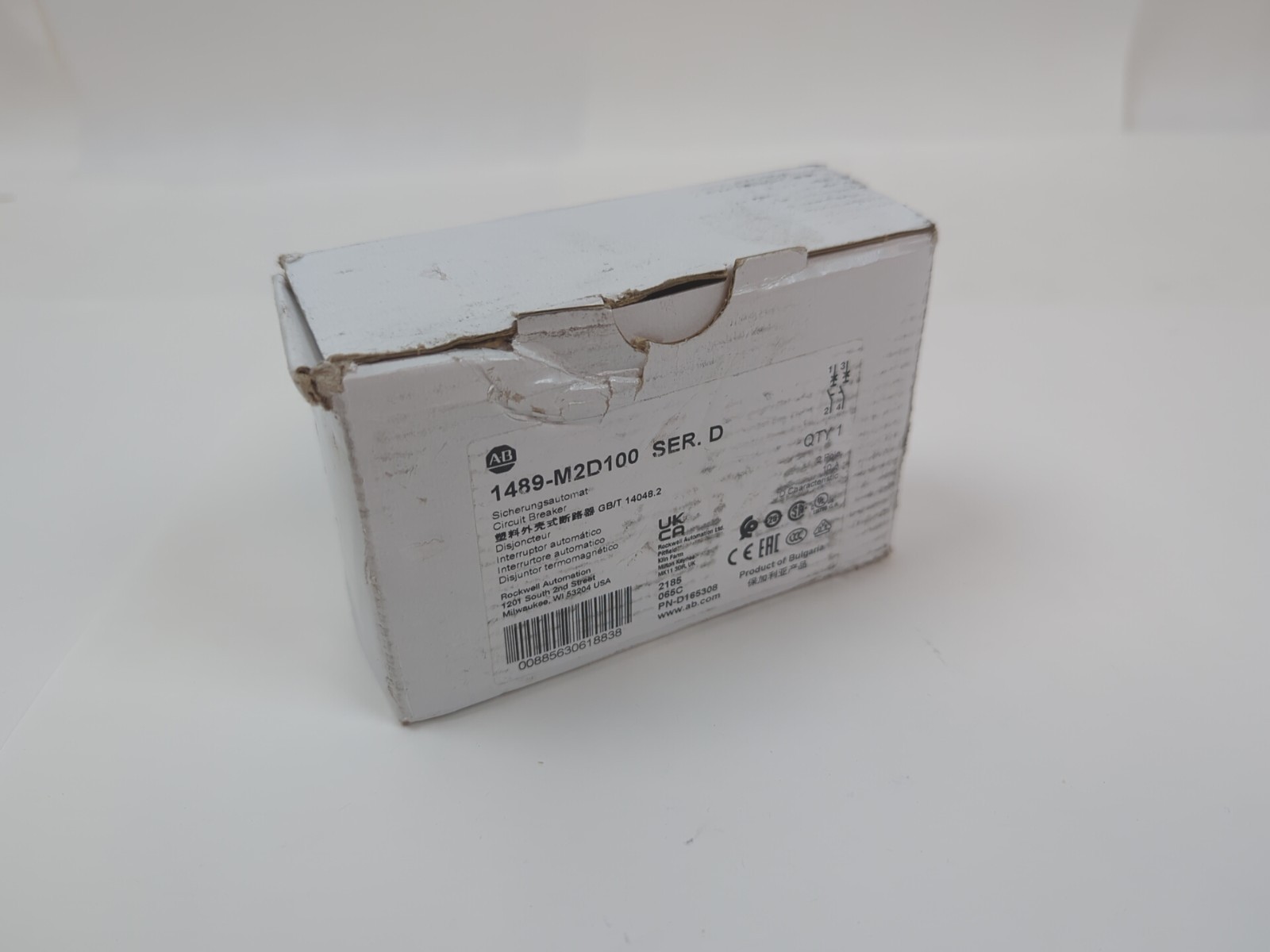 Allen-Bradley 1489-M2D100 10A 2-Pole Miniature Circuit Breaker Trip Curve D NEW