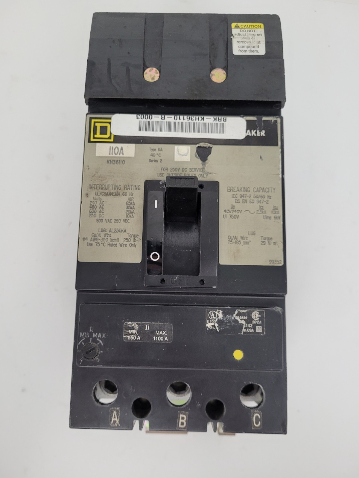 KH36110 Square D 110 Amp Circuit Breaker – Next Day Option