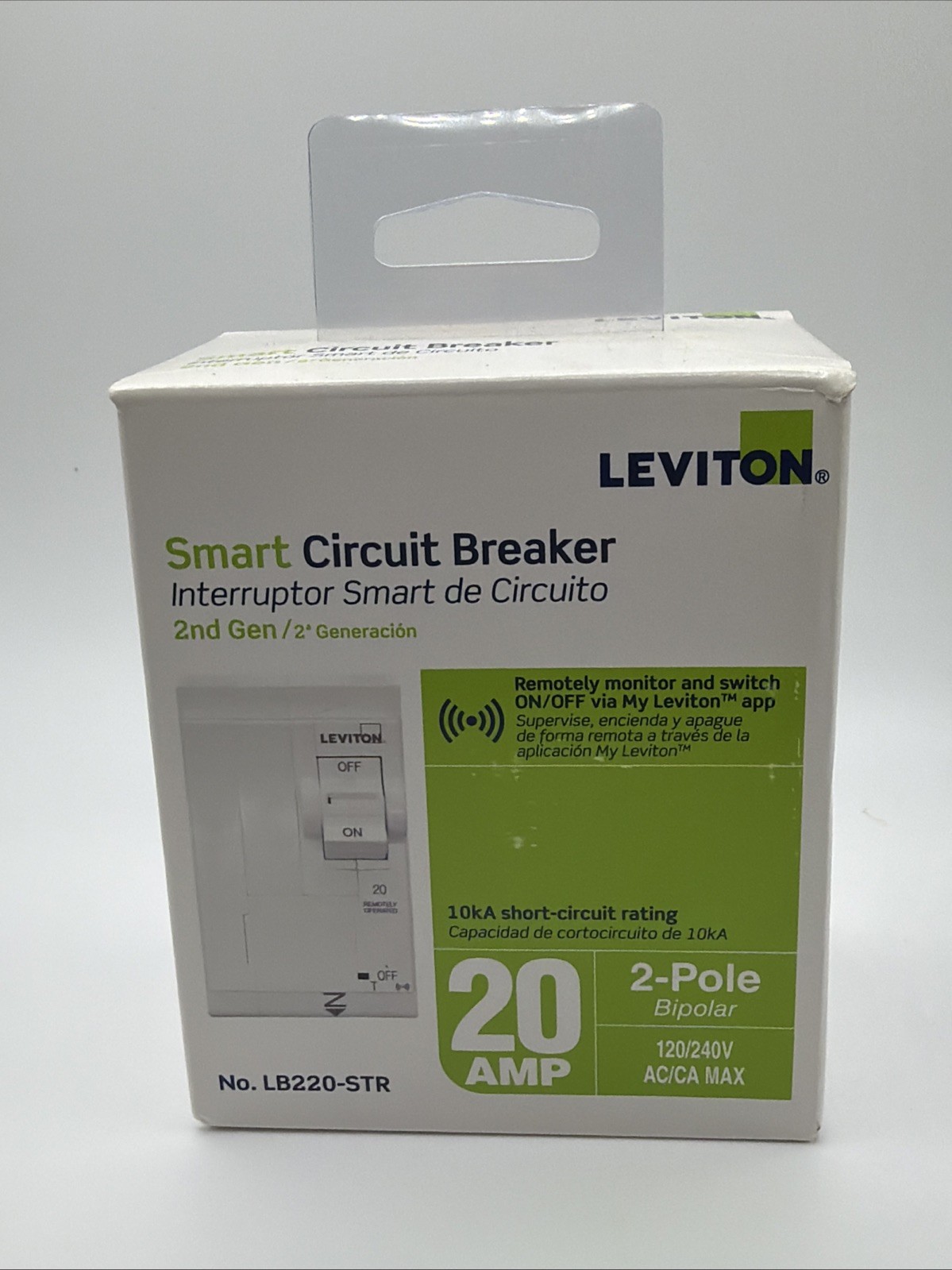 2nd Gen 2-pole 20-Amp Smart Circuit Breaker with Remote Control, 120/240-Volt