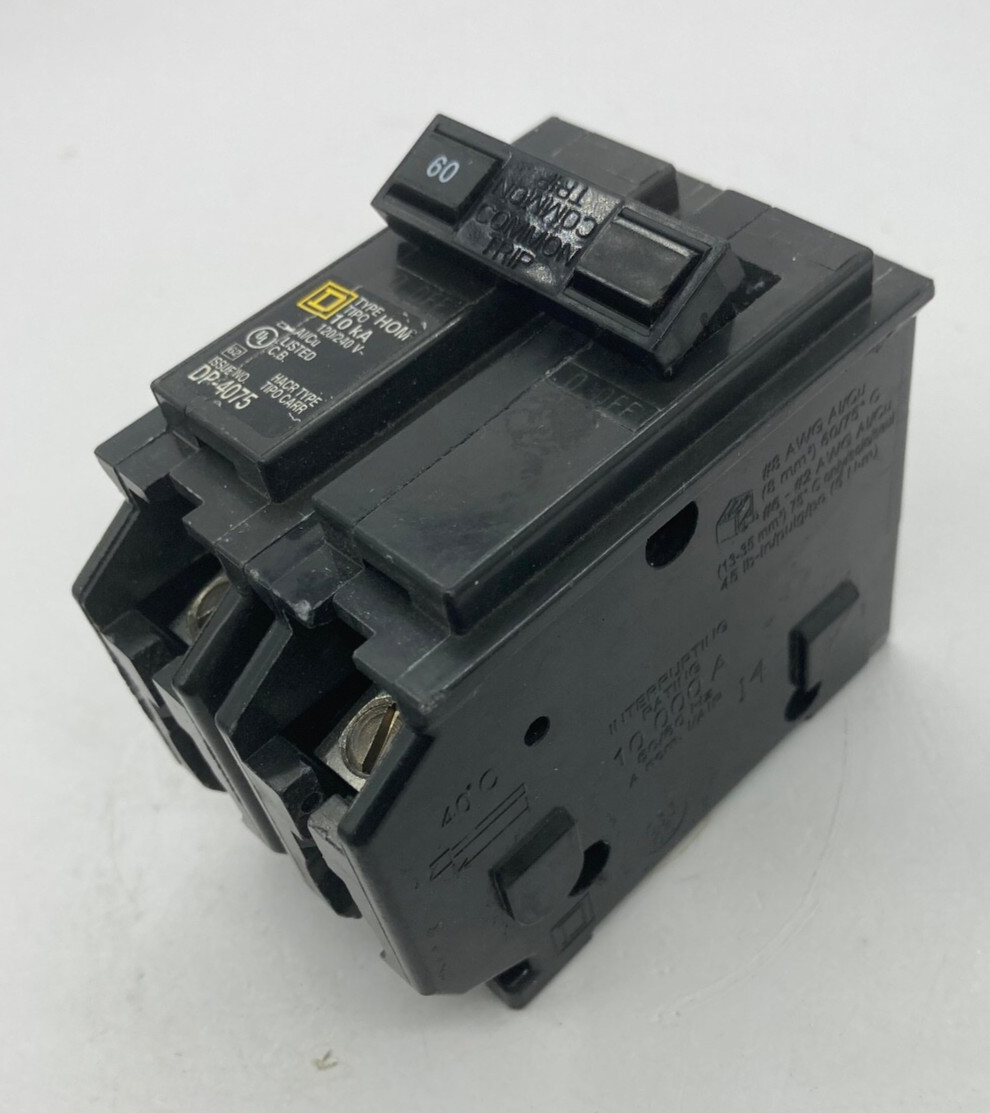 Homeline HOM260 2 Pole 60 Amp 120 240V AC Type HOM Plug In Circuit Breaker New