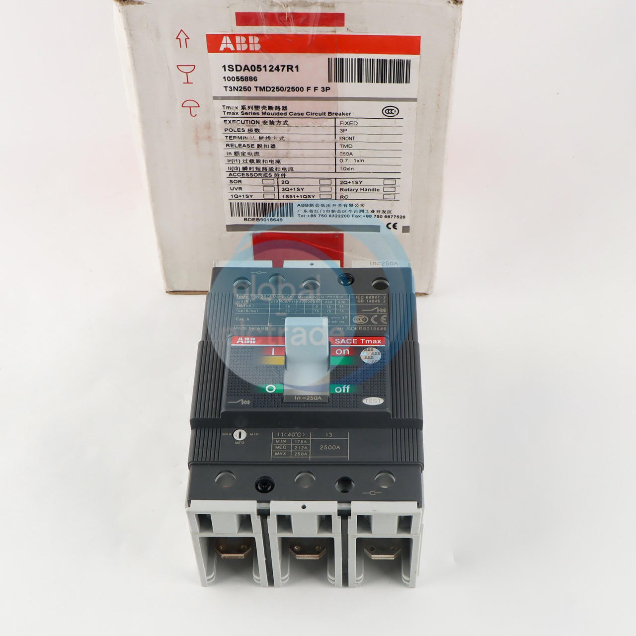 1PCS New ABB TMAX T3N250 TMD250/2500 FF 3P 250A 1SDA051247R1 Circuit Breaker