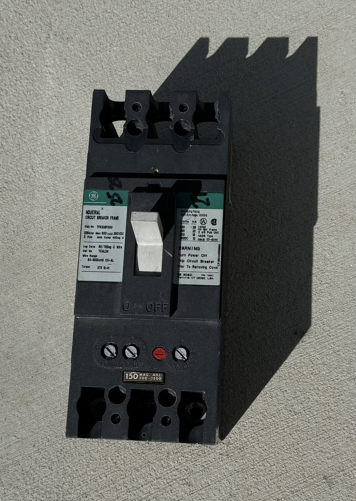 GE TFK236F000 600V 225A Circuit Breaker 150A Trip Mag