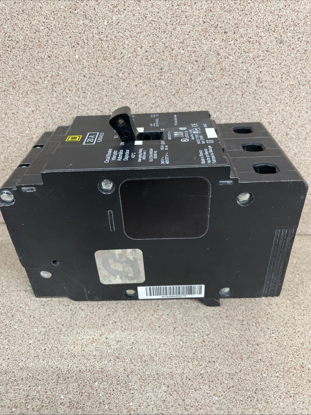 Square D EJB34020 3-Pole 480 Volt 20 Amp Bolt-On Circuit Breaker NT