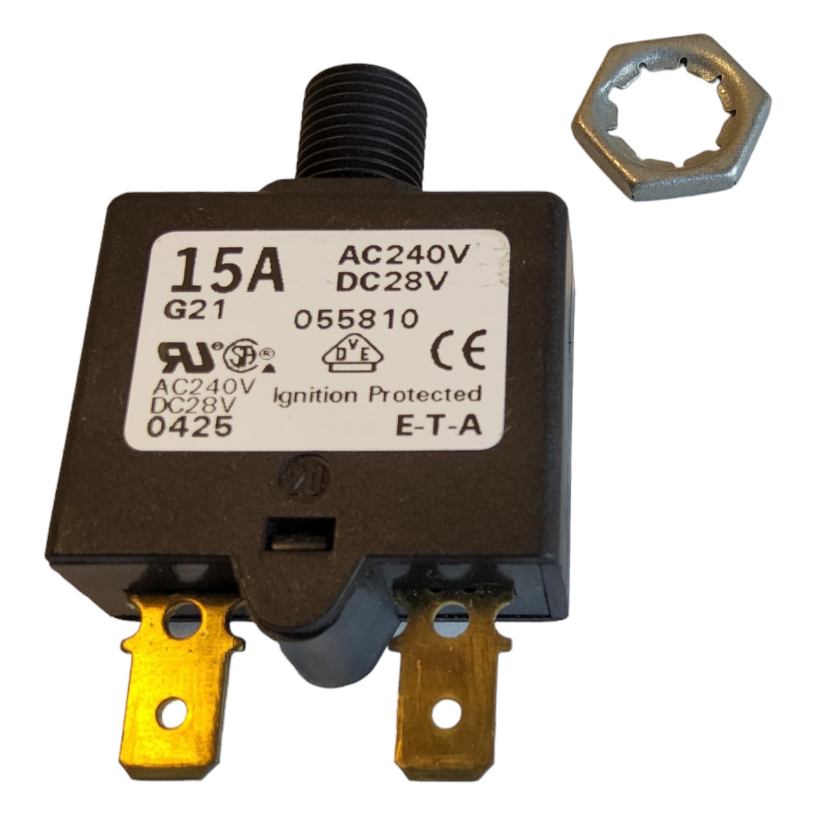 1658G2101P1015A Circuit Breaker Thermal Push 15A Flange 1 Pole 240/28V