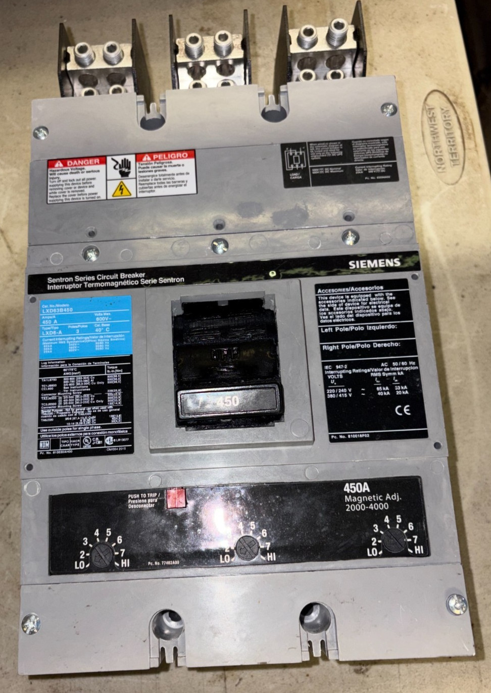 Siemens LXD63B450 Circuit Breaker – 450 Amp, 600 VAC, 3 Pole 🇺🇸