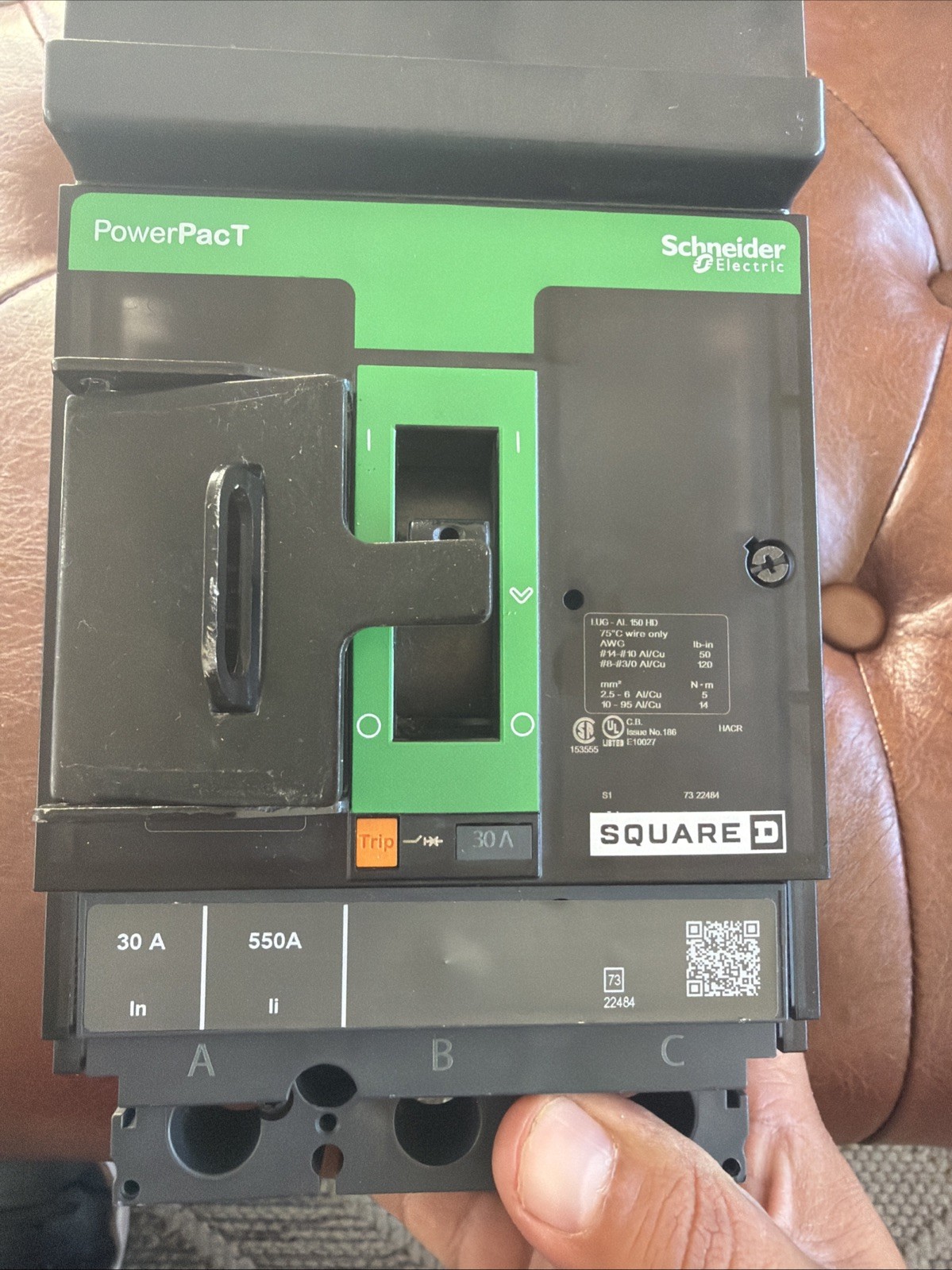 Square D HJA36030 Circuit Breaker-3 Pole-30 Amp-600V-I-Line-PowerPact HJ 060