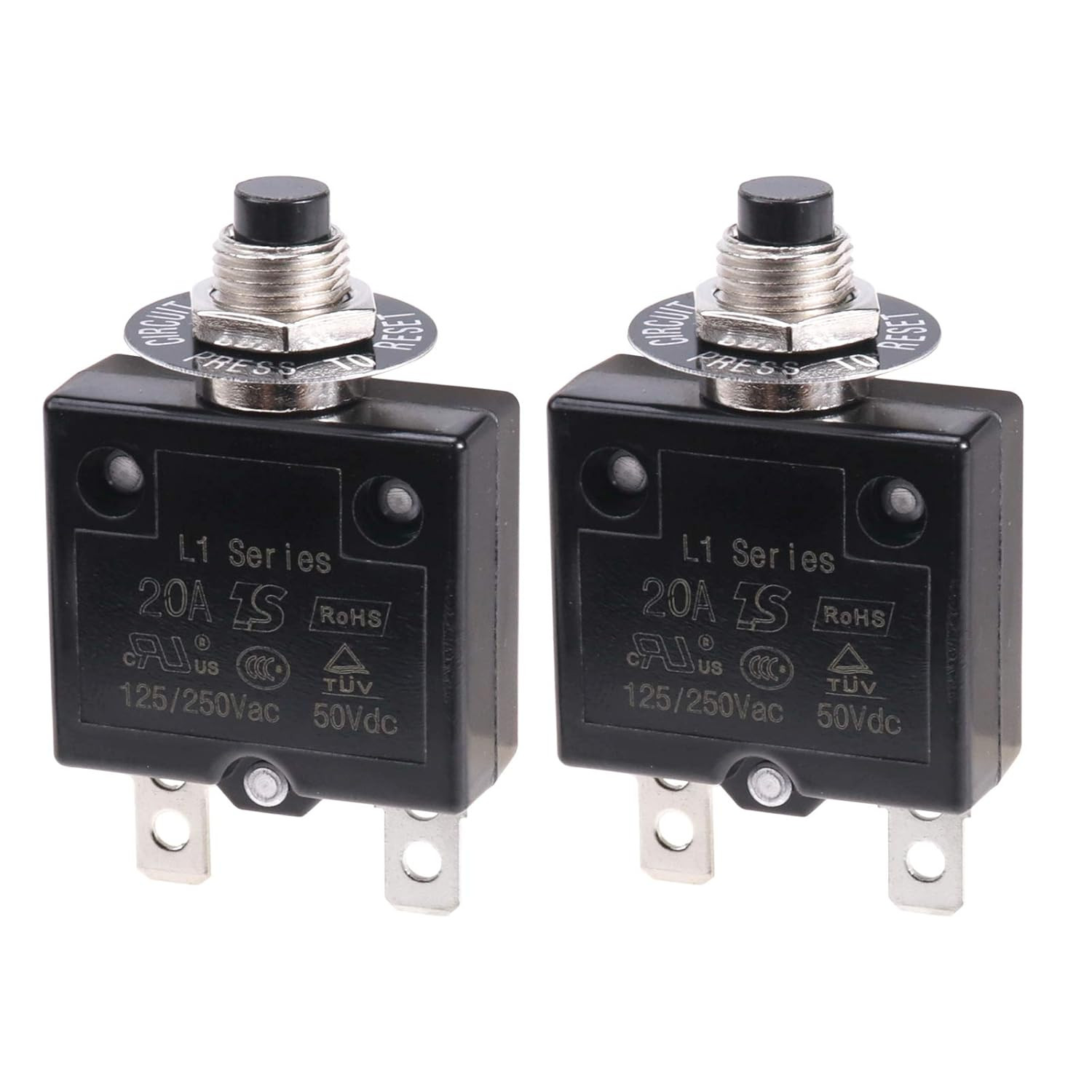 Thermal Circuit Breaker 20 Amps, Thermal Overload Protector L1 Series 125-250V A