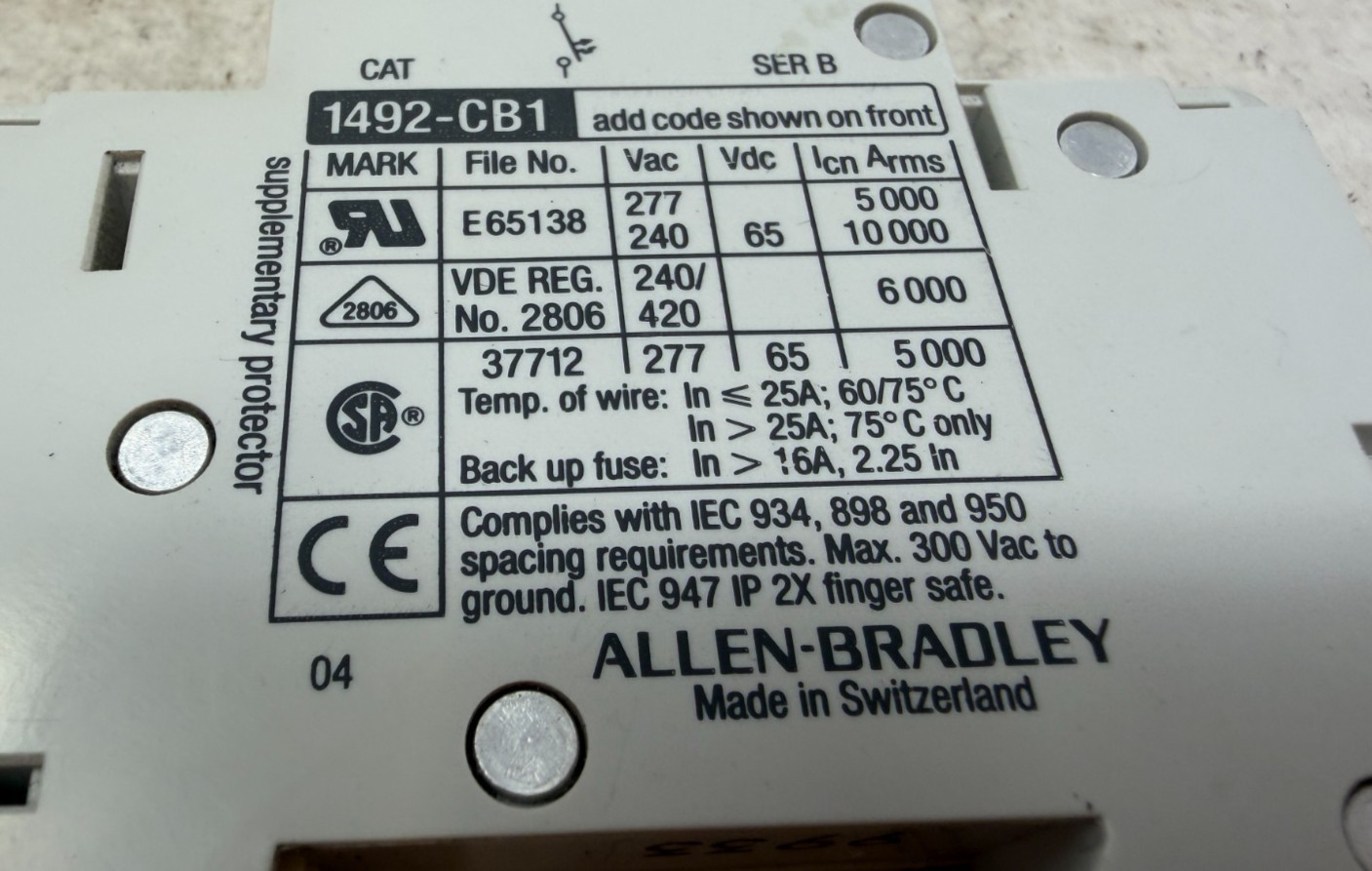 Allen-Bradley 1492-CB1G300 Circuit Breaker