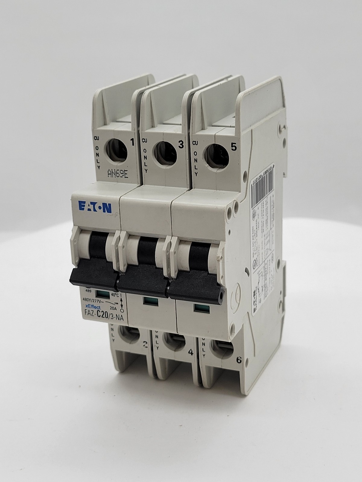 Eaton FAZ-C20/3-NA Miniature Circuit Breaker 20A 3P 480Y/277V 14KA Din Rail