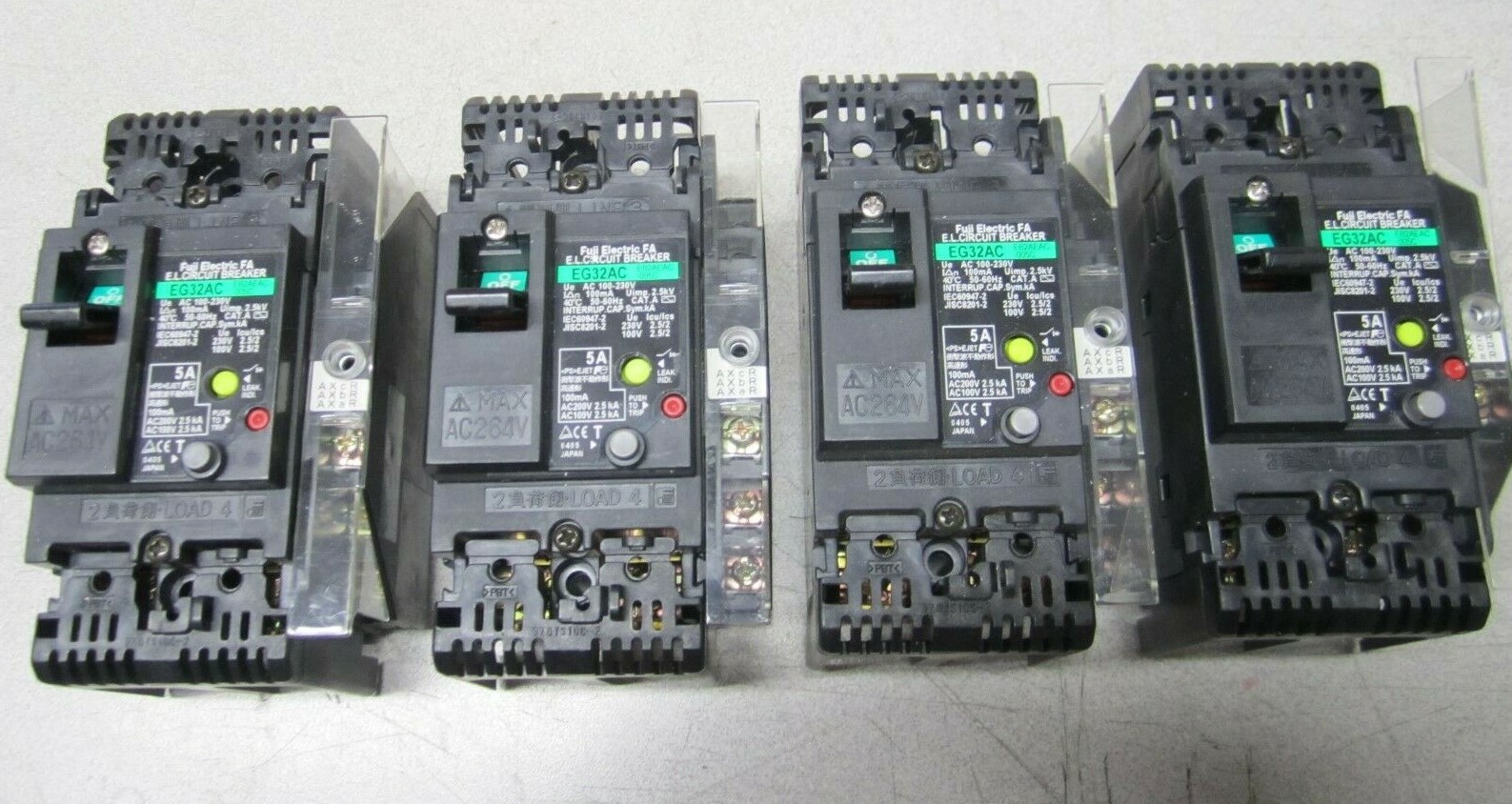 4 New FUJI ELECTRIC FA E.L. CIRCUIT BREAKER EG32AC 5A, made in Japan