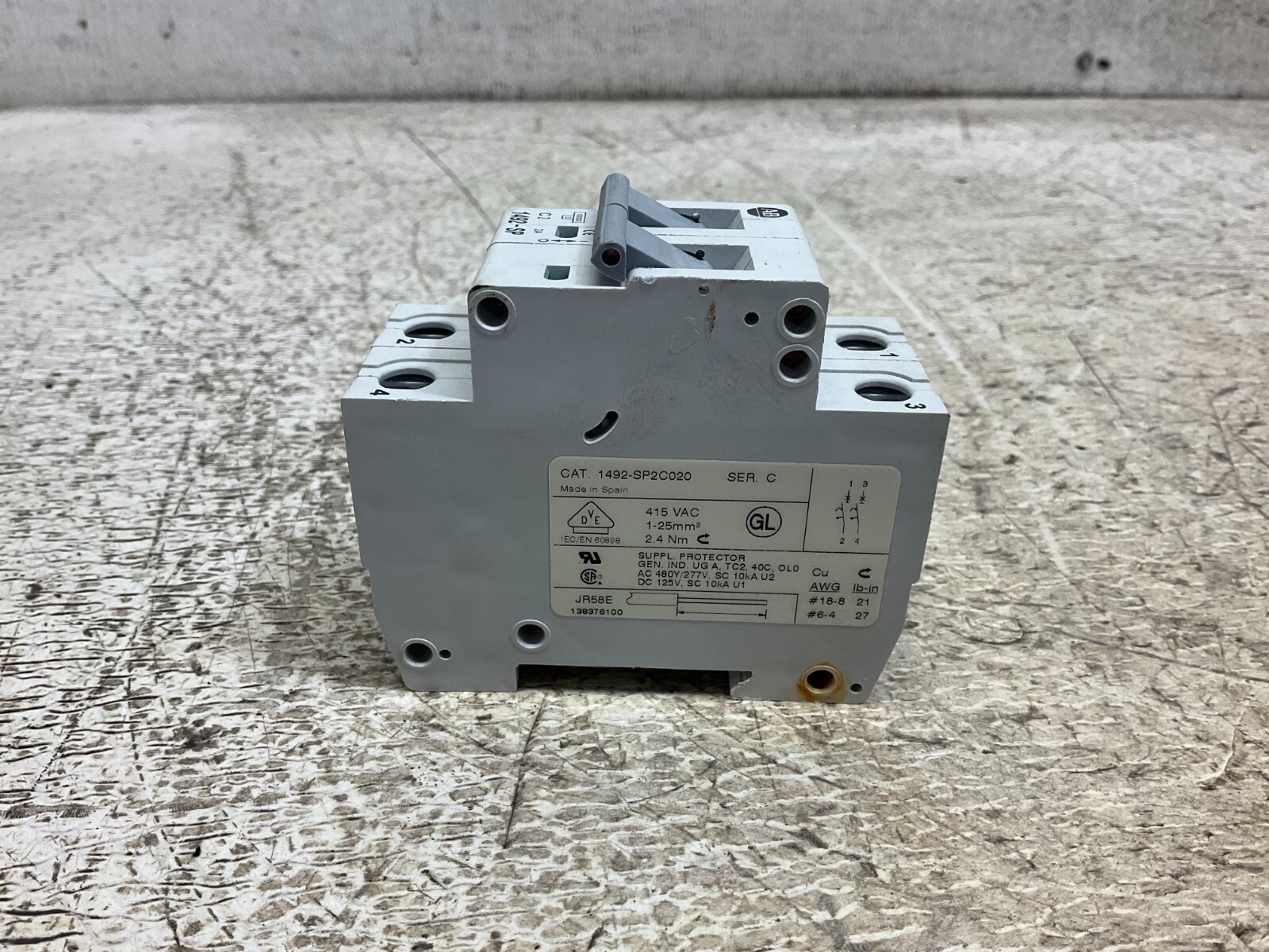 Allen Bradley 1492-SP2C020 2 Pole 2 Amp Circuit Breaker 1492-SP C2 (TSC)