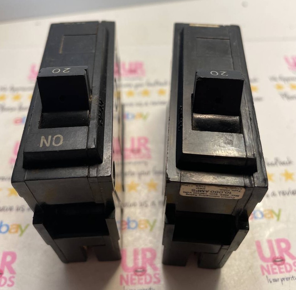 Lot of 2 GE TQL TQL1120 1 Pole 20 Amp 120/240 V Push In Circuit Breaker lot of 2
