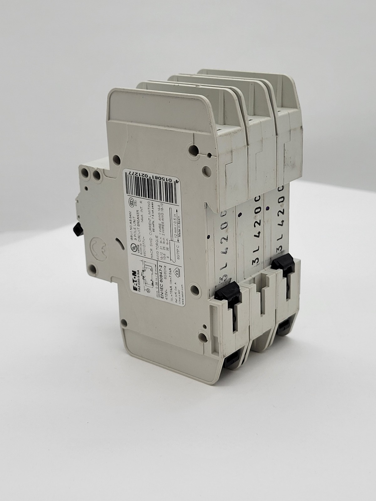 Eaton FAZ-C20/3-NA Miniature Circuit Breaker 20A 3P 480Y/277V 14KA Din Rail