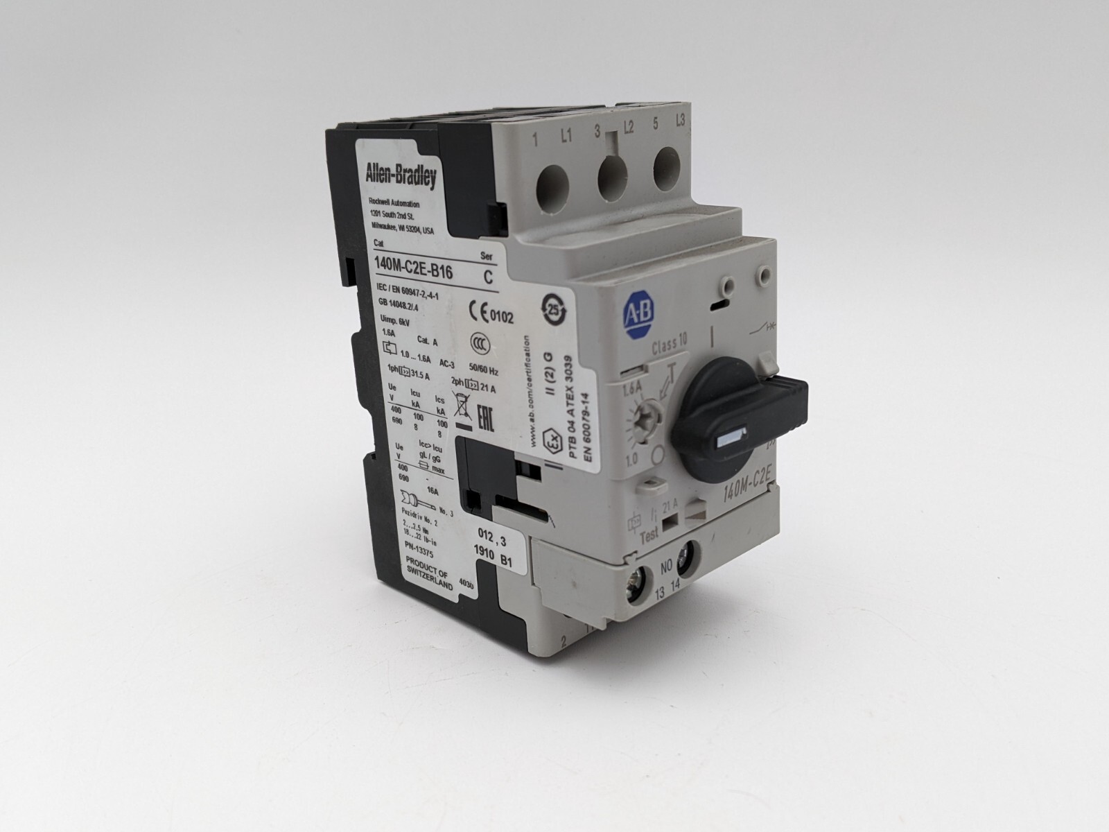 Allen Bradley 140M-C2E-B16 Circuit Breaker 1-1.6 Amp Adjustable 3 Pole 600 VAC