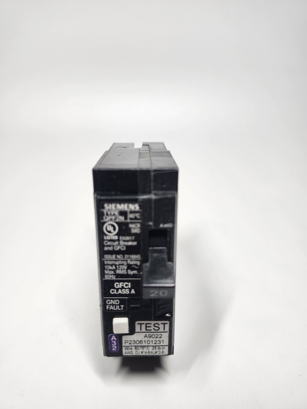 6 PCS Siemens QF120AN 20A Plug-In Circuit Breaker