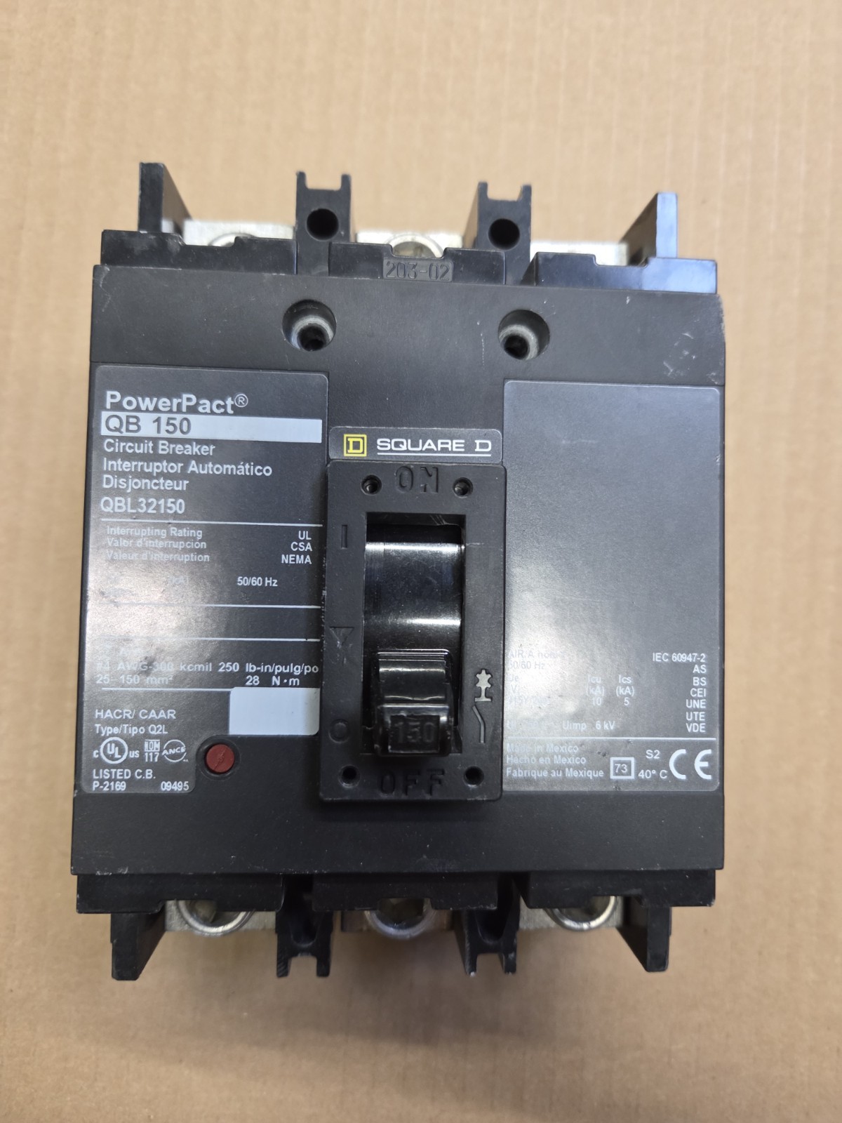 Square D QBL32150 150 A Main Breaker – Gray