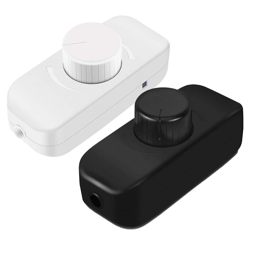 1pc LED Dimmer Switch,220V-240V Push ON/OFF Rotary Dimming,Inline Dimmer Switch