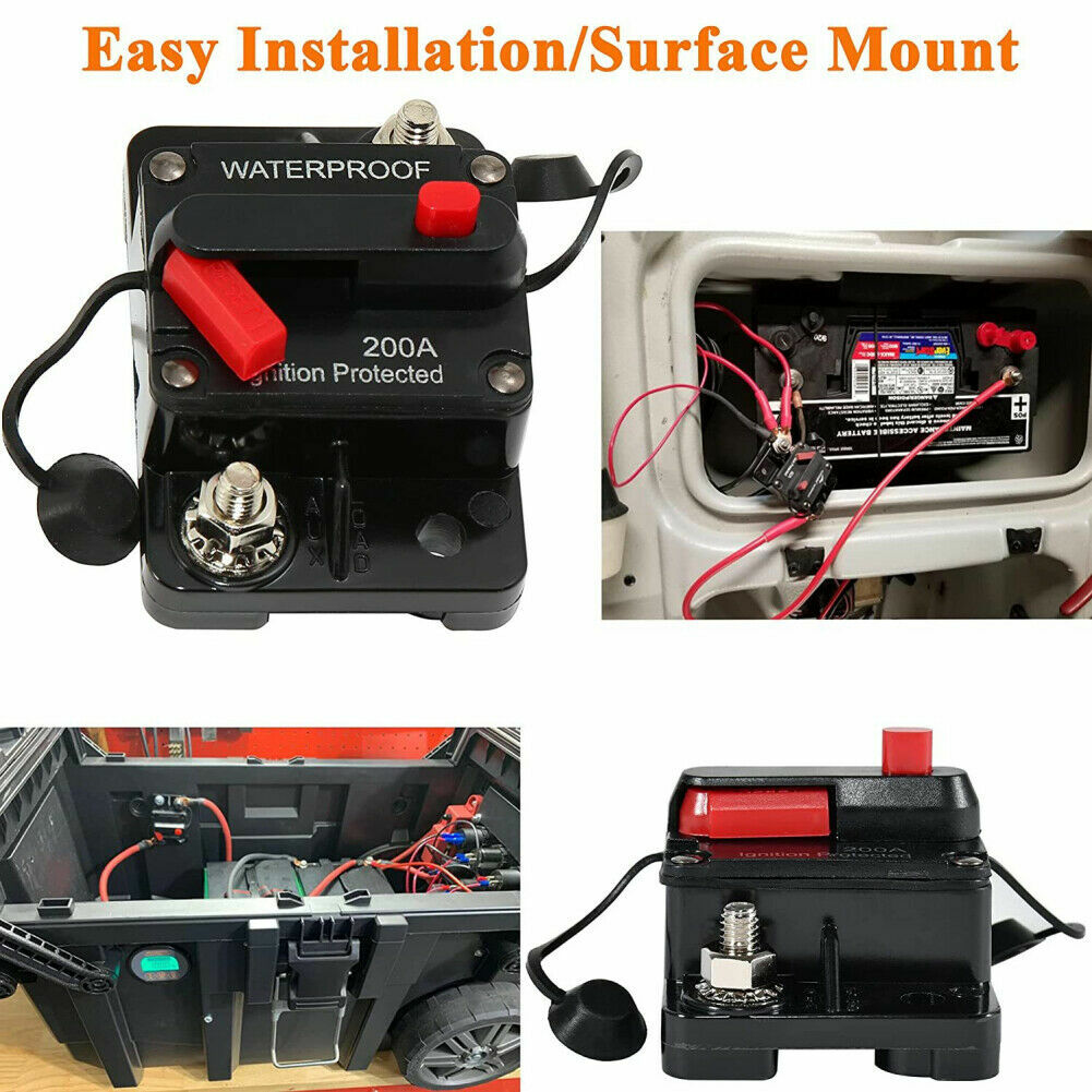 Waterproof Car Circuit Breaker Fuse Reset 30-300 Amp 12V-48V DC Car Boat Auto
