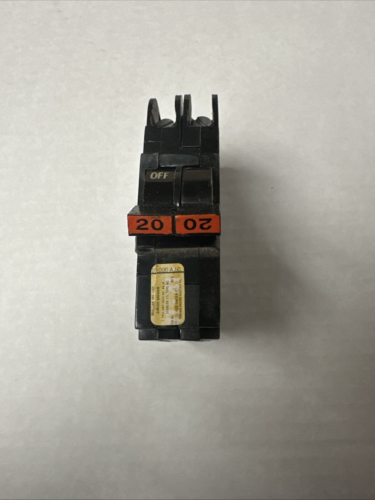 FPE Federal Pacific 20 Amp 2 Pole NC220 Stab-Lok Breaker Mini THIN NC