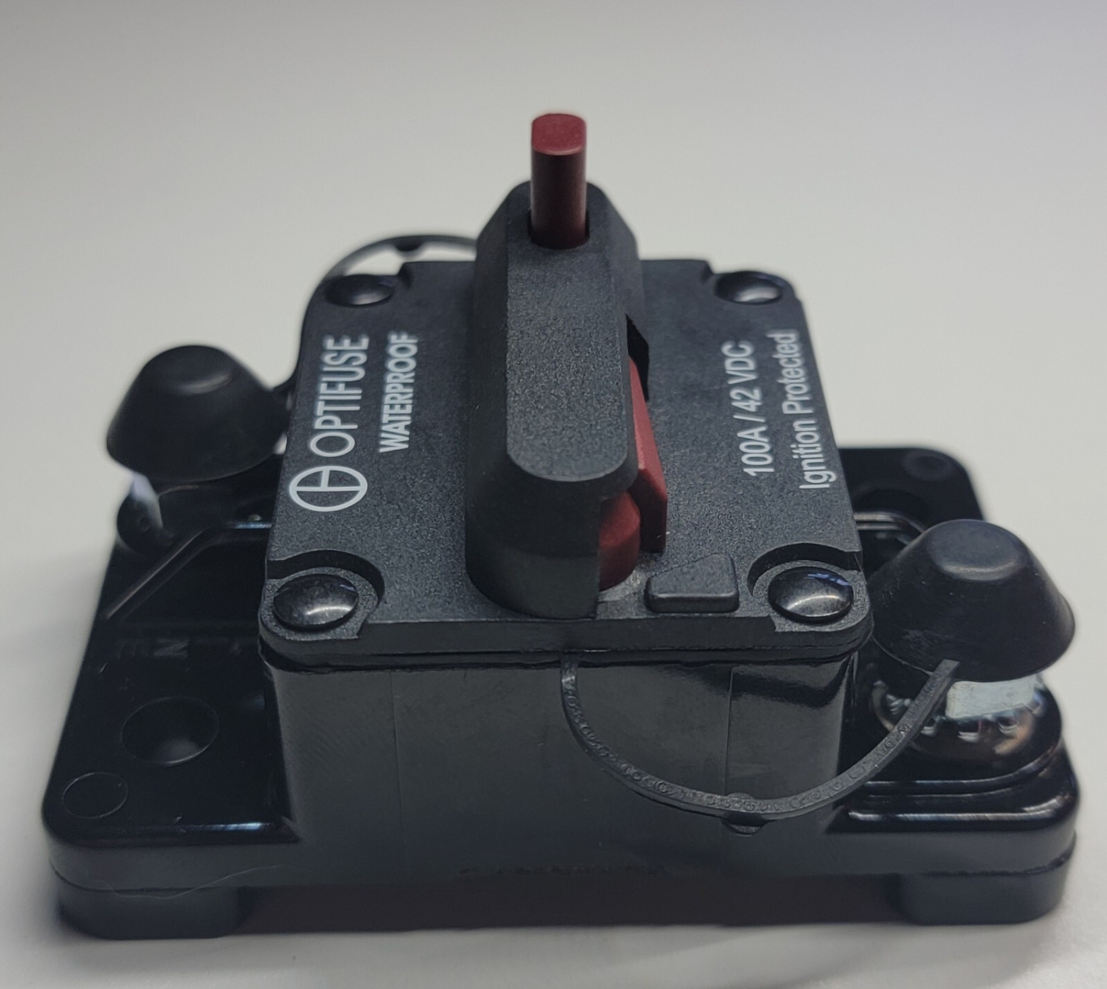 Optifuse Waterproof High Amp Circuit Breaker 100A 42V D.C. Manual Reset 153100