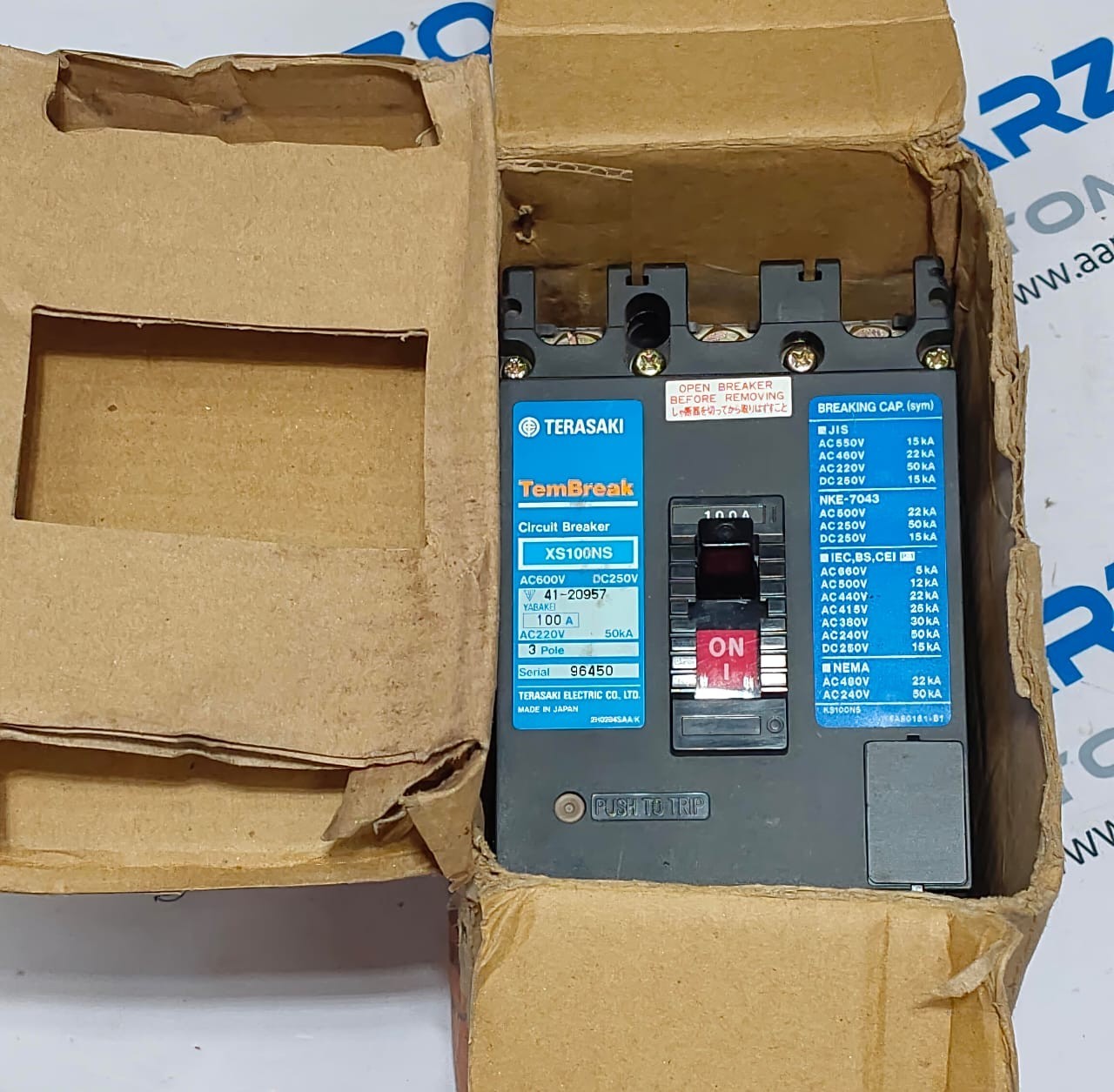 NEW TERASAKI XS100NS 3 POLE 100 AMP TemBreak CIRCUIT BREAKER AC600V DC250V