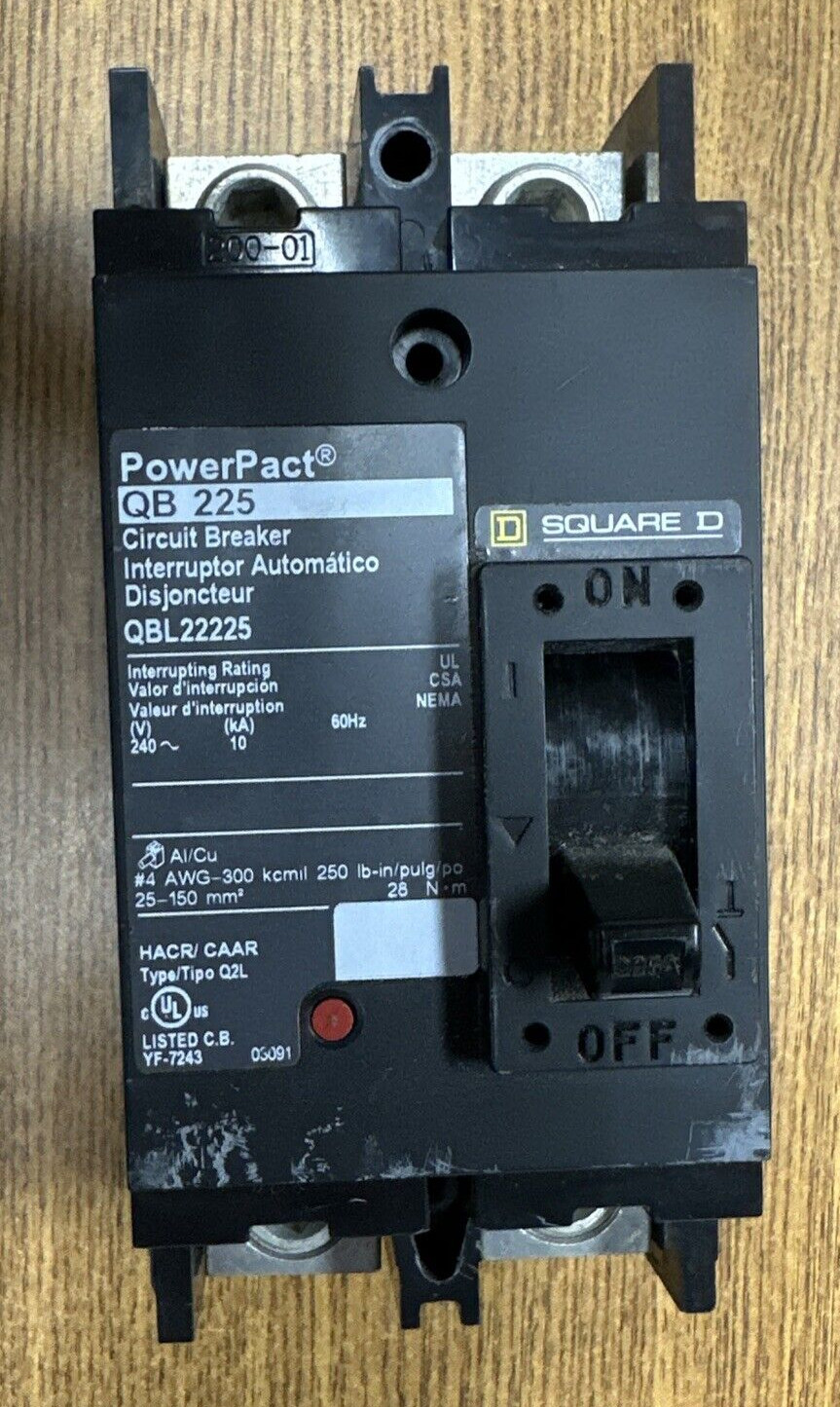 SQUARE D QBL22225 225A 2P 240VAC CIRCUIT BREAKER **USED GUARANTEED**