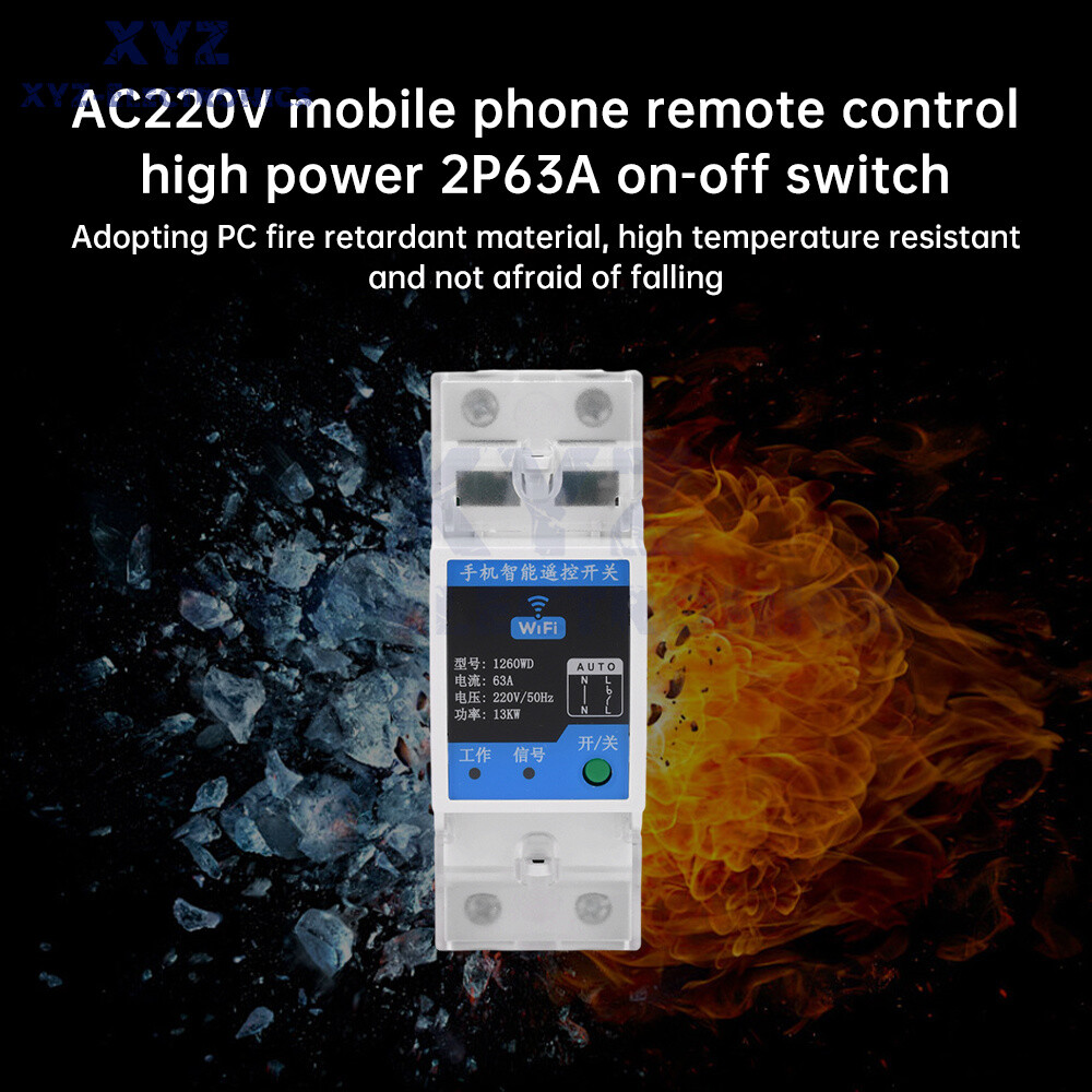Smart Circuit Breaker TUYA WIFI Bluetooth 2P63A On/Off Breaker Remote Control