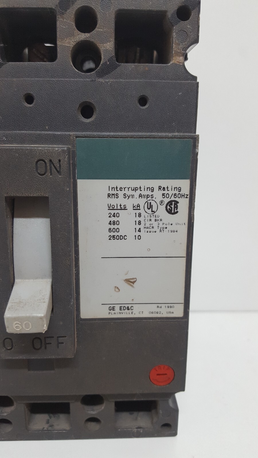 GE TED136060 CIRCUIT BREAKER 3 POLE 60 AMPS 600VAC / TESTED OK
