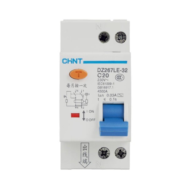 Chint DZ267LE-32 Series Circuit Breaker Leakage Protector C-Type 1P+N Brand