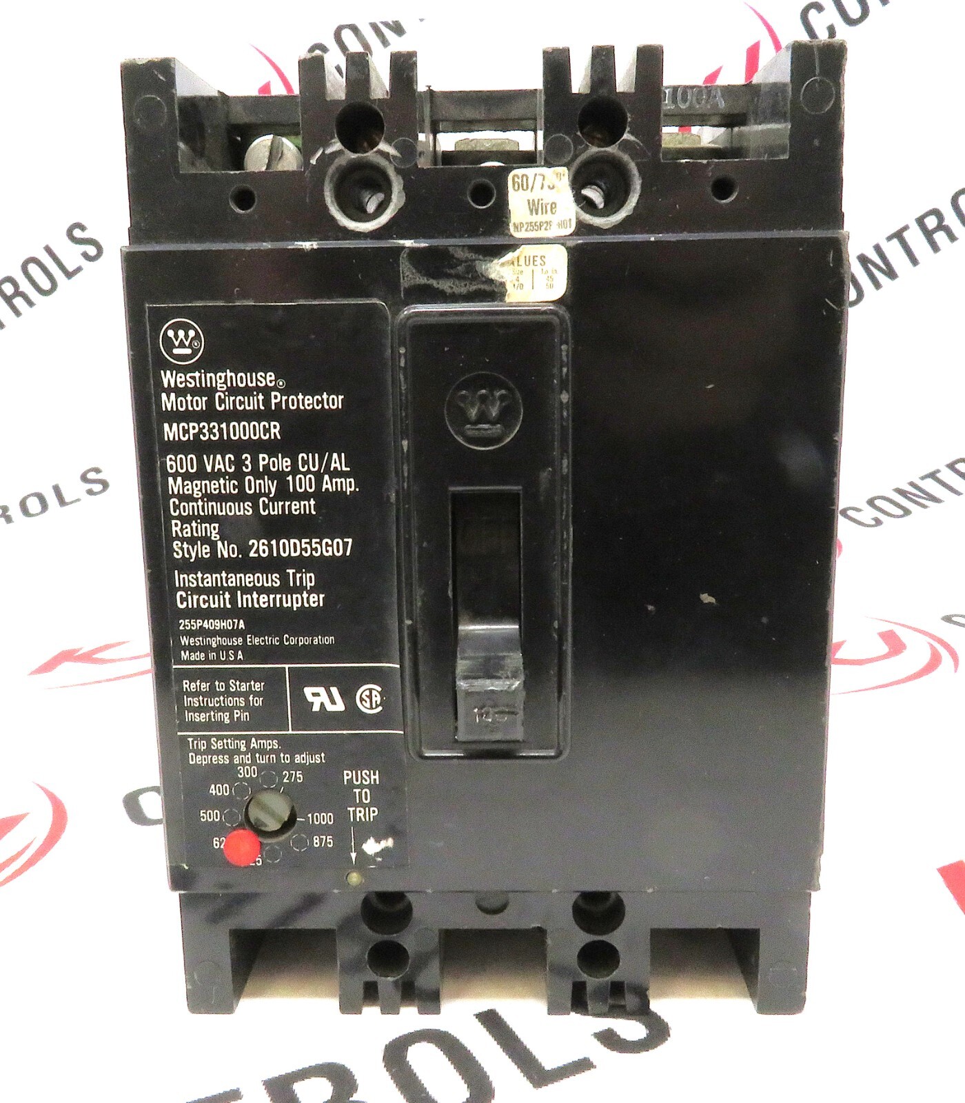 Westinghouse MCP331000CR 3-Pole 100A Motor Circuit Protector Breaker