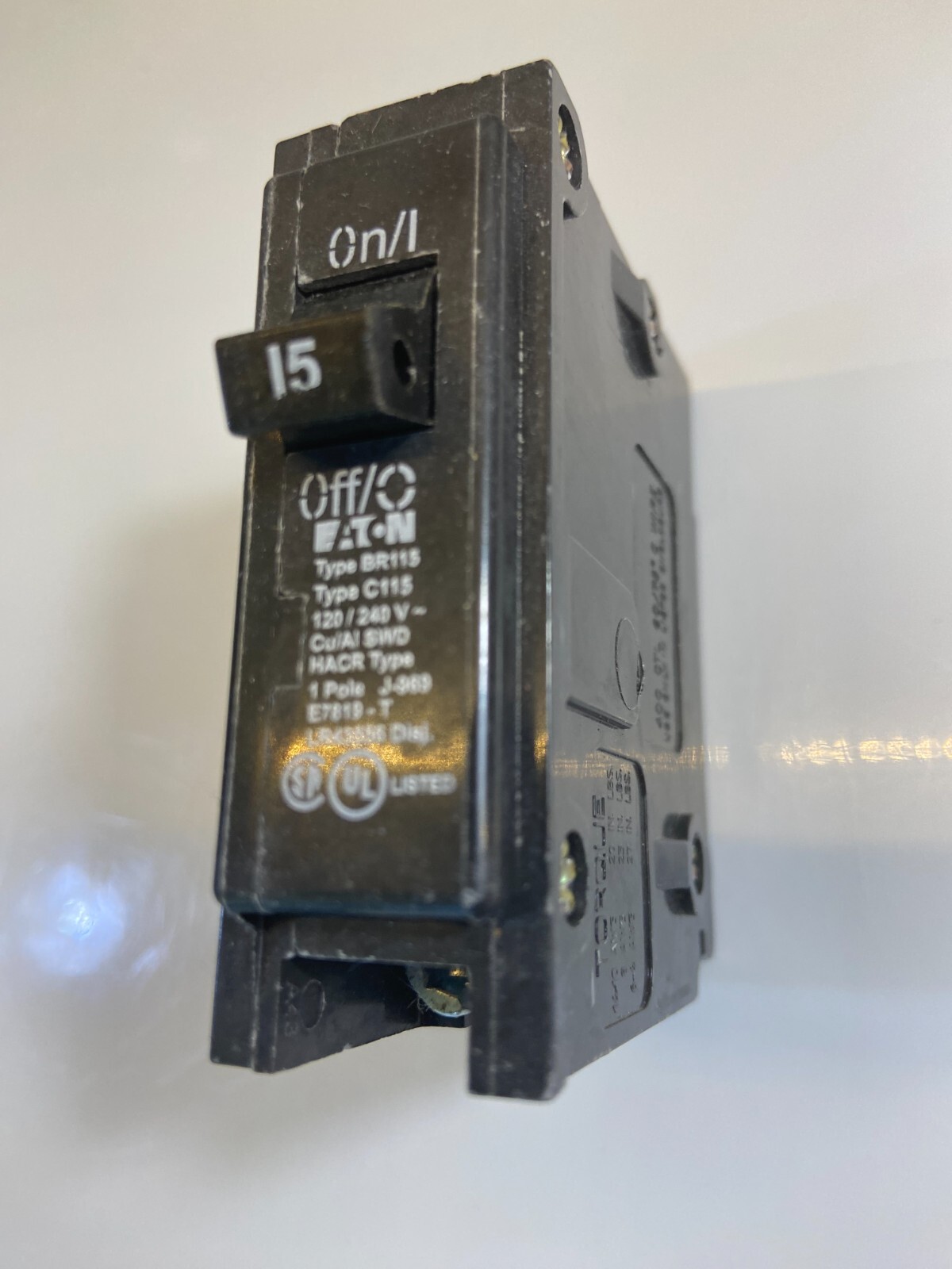 Eaton Cutler-Hammer Westinghouse BR115 15-Amp 1-Pole Type-C115 Breaker TESTED OK