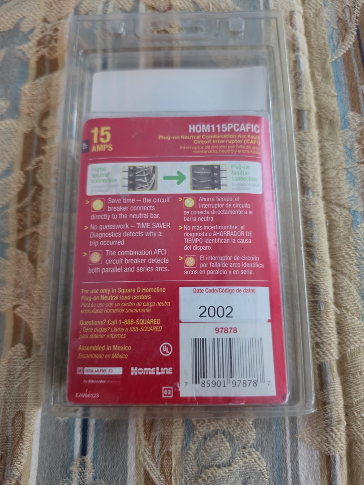 Square D HOM115PCAFIC 15A 1-Pole Circuit Breaker