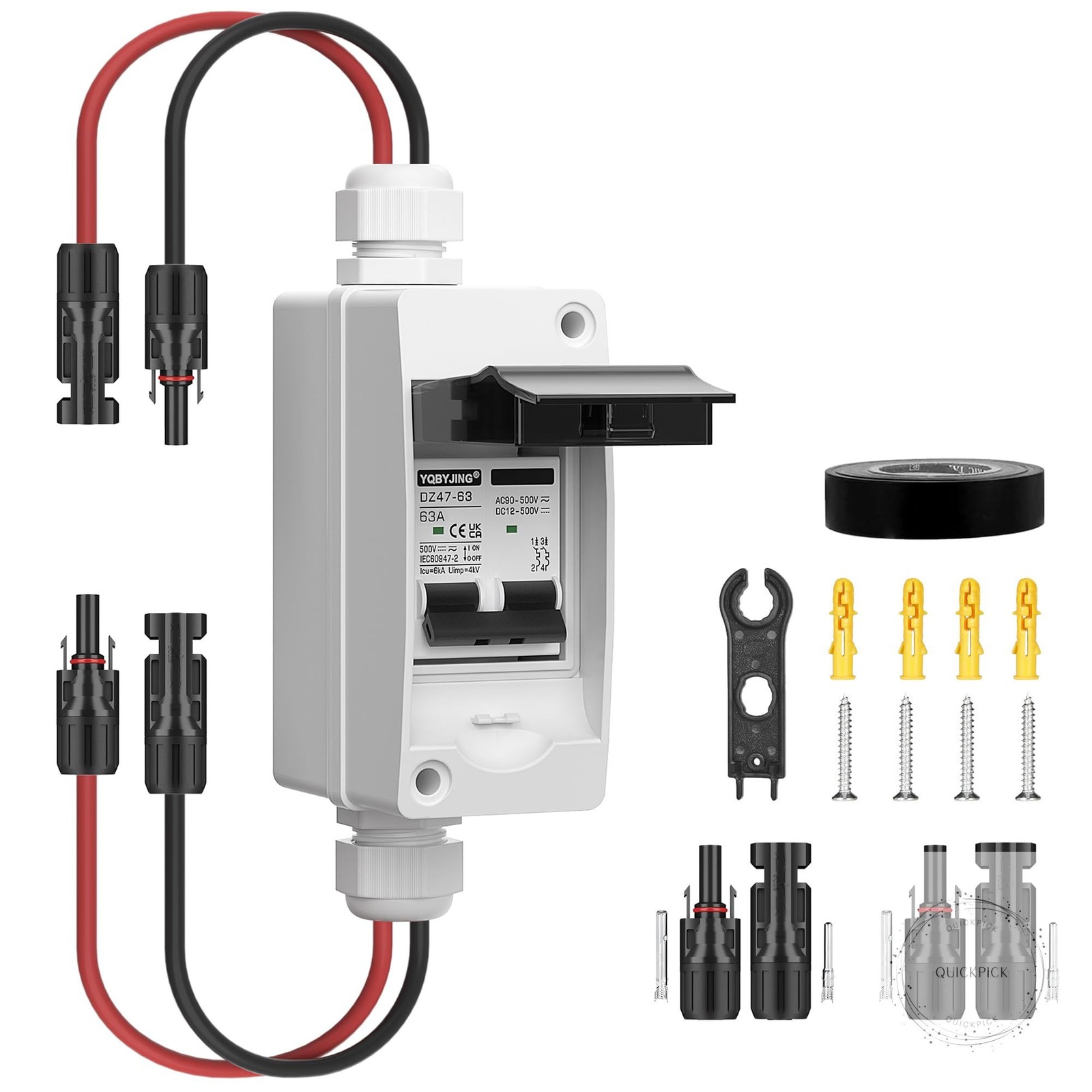 Solar Panel Disconnect Switch 63Amp DC AC Miniature Circuit Breaker 500V 2 Poles