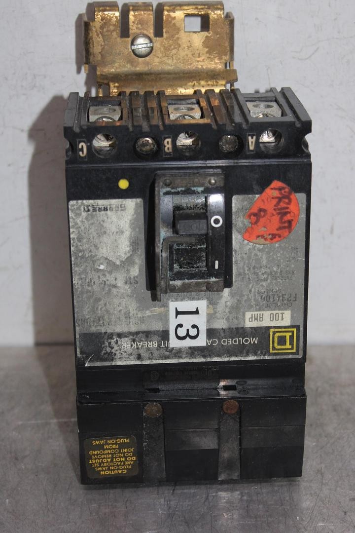 SQUARE D I-LINE CIRCUIT BREAKER FA34100 100 AMP 480 VAC 3-POLE *FADED TAG*
