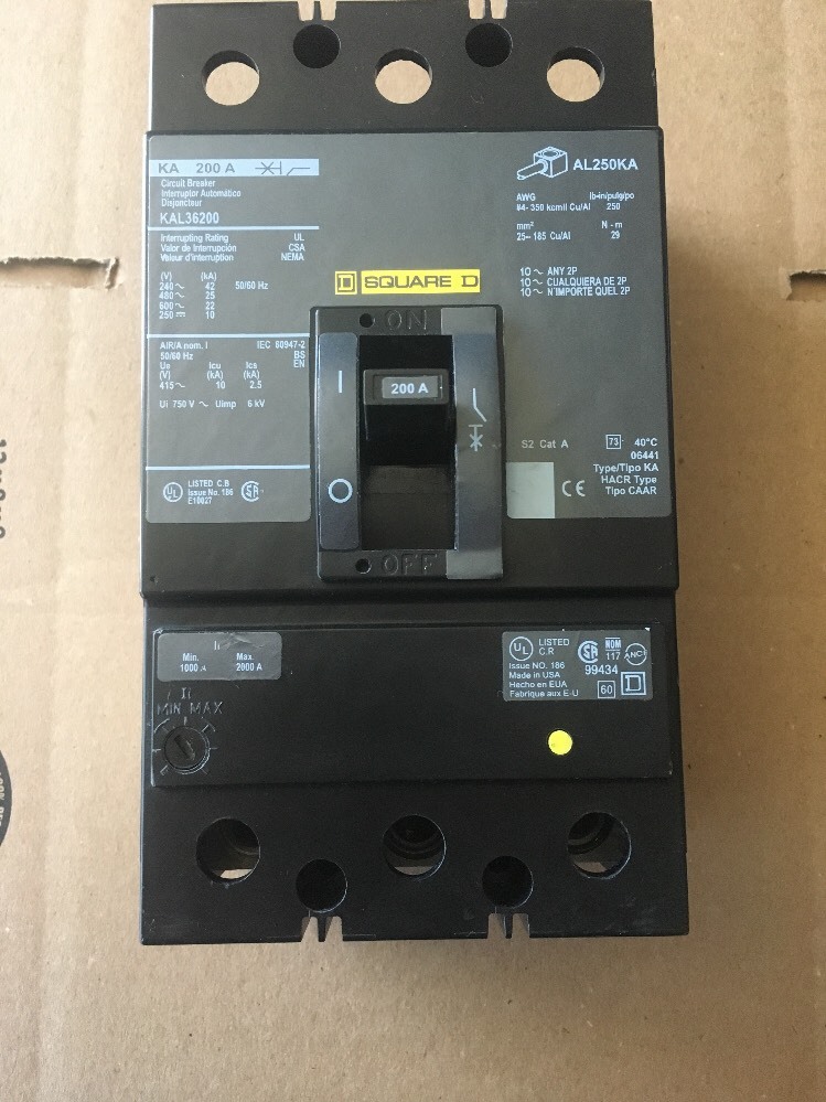 SQD KAL36200 – CIRCUIT BREAKER 200A 600V 3 POLE OBSOLETE