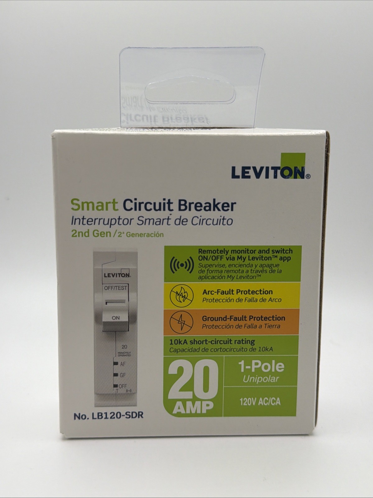Leviton 2nd Gen Smart Circuit Breaker 20 Amp 120V Remote Control AFCI/GFCI