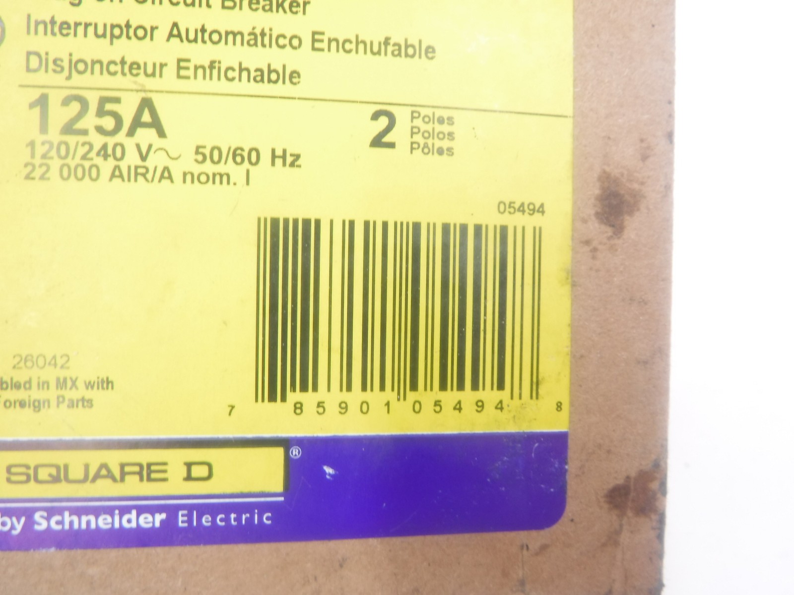 Square D 125AMP 240V 2 Poles AC QO Circuit Breaker QO2125VH