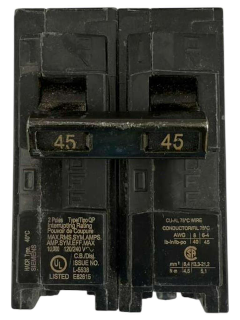 USED SIEMENS Q245 Circuit Breaker Type QP Double-Pole 45 Amp 120/240V